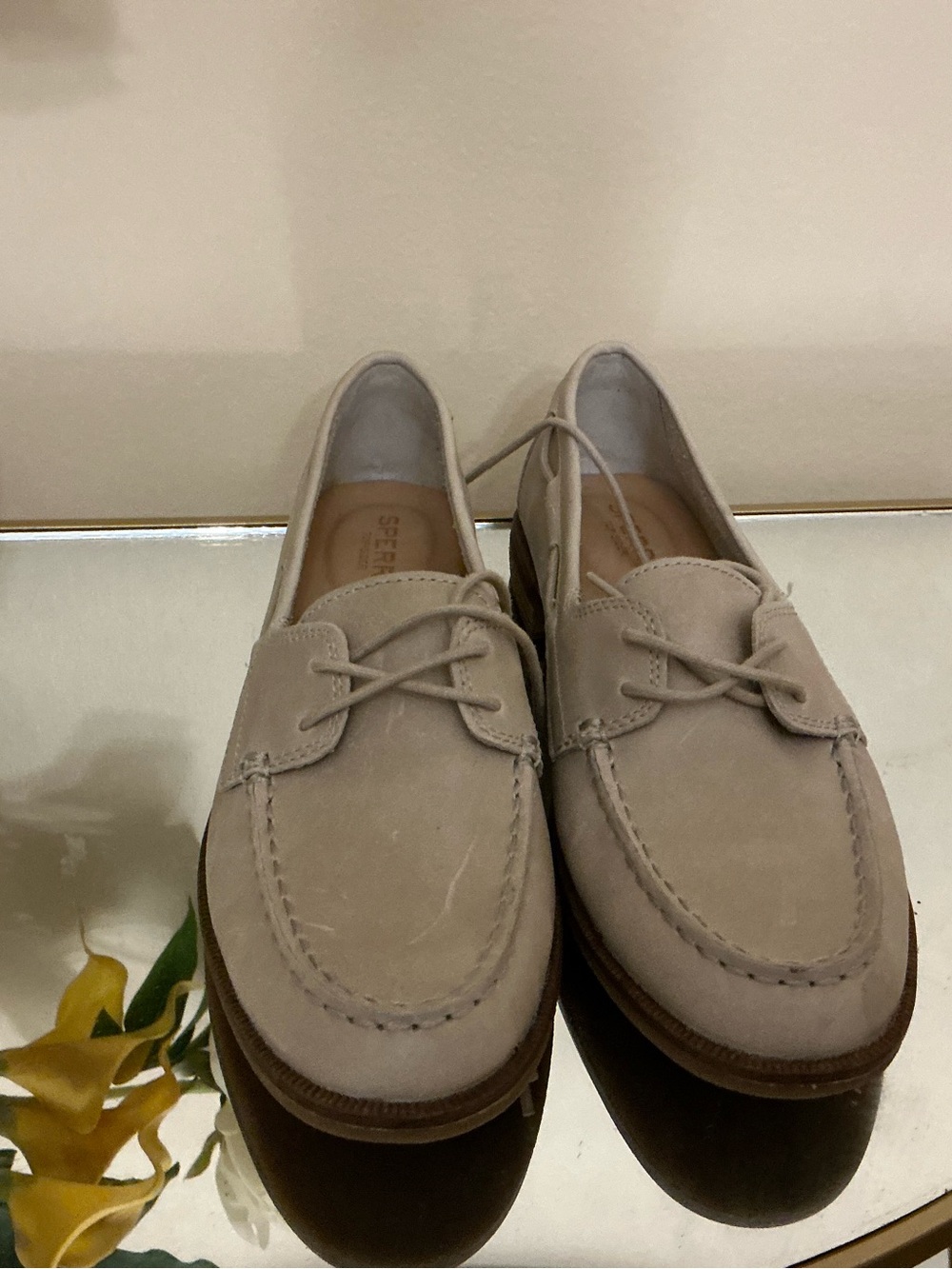 Sperry Women's Suede Moccasin Loafers in Taupe